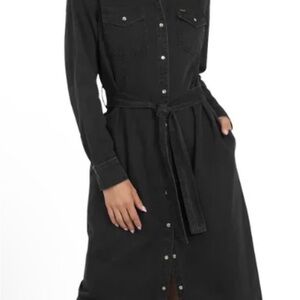 Wrangler Black Long Sleeve Denim Dress